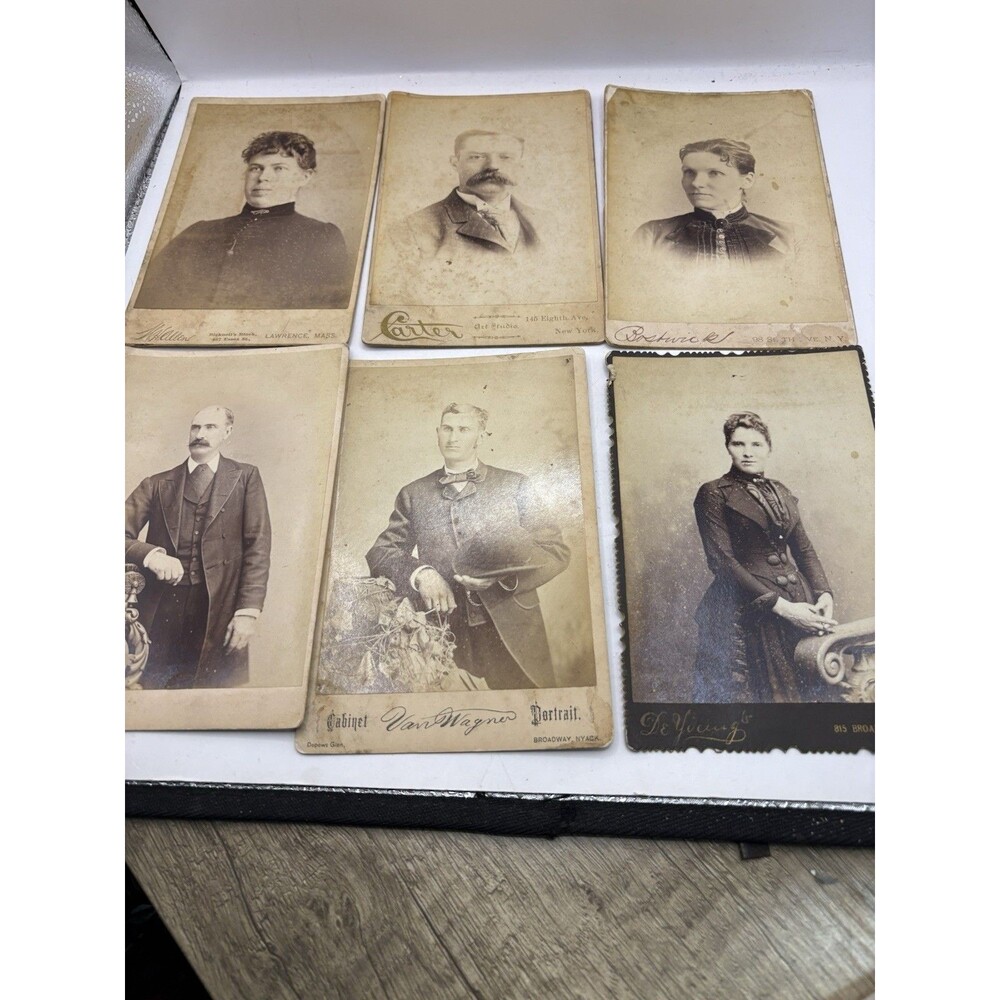 Lot Of 6 Black And White Cabinet Card Portraits